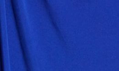 Connected Apparel Mock Wrap Gown In Deep Cobalt