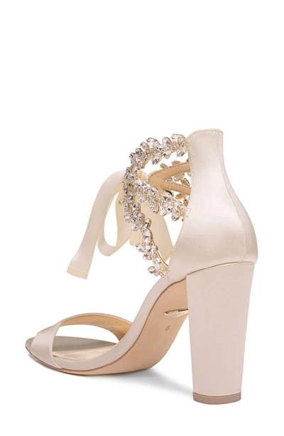 Shop Badgley Mischka Ever After Embellished Sandal In Ivory Satin