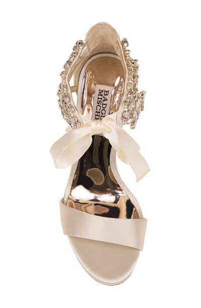 Shop Badgley Mischka Ever After Embellished Sandal In Ivory Satin