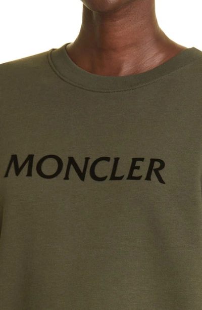 Shop Moncler Logo Cotton Blend Sweatshirt In Military Green