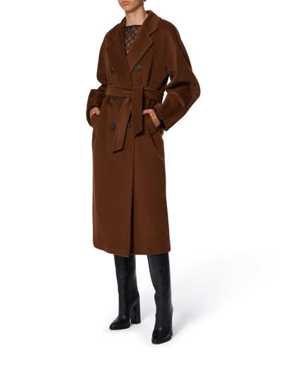 Shop Max Mara Double Breasted Wool Madame Coat In Brown