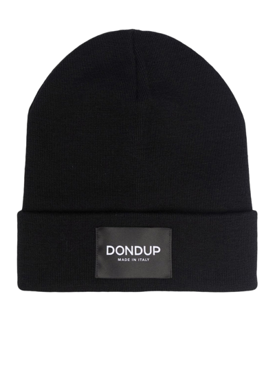 Shop Dondup Logo Patch Beanie In Black