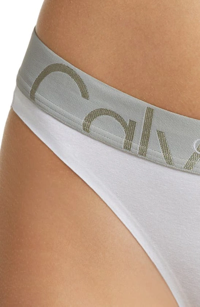 Shop Calvin Klein Monolith Bikini Cut Cotton Blend Panties In Classic White