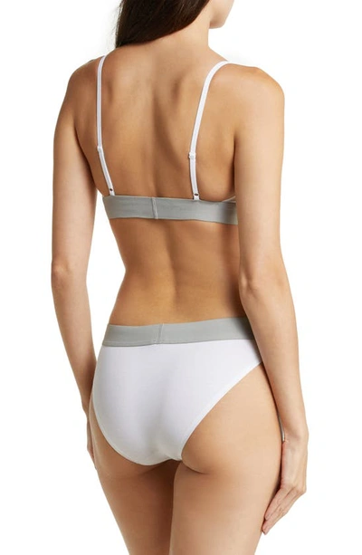 Shop Calvin Klein Monolith Bikini Cut Cotton Blend Panties In Classic White
