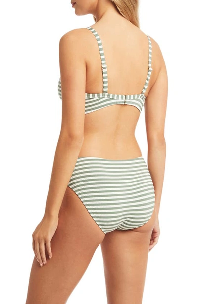 Shop Sea Level Capri D- & Dd- Cup Stripe Cross Front Molded Underwire Bikini Top In Khaki