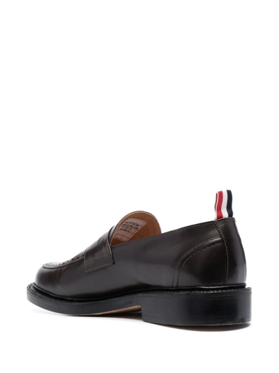 Shop Thom Browne Goodyear-sole Penny-slot Loafers In Brown