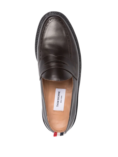 Thom Browne Goodyear-sole Penny-slot Loafers In Brown