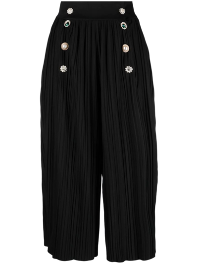 Shop Viktor & Rolf Pleated Double-breasted Culottes In Schwarz