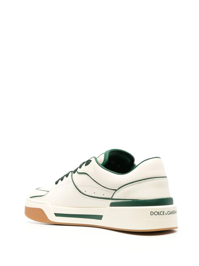 Shop Dolce & Gabbana New Roma Leather Sneakers In Weiss