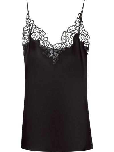 Stella Mccartney Satin Cami Featuring Lace Detail In Black