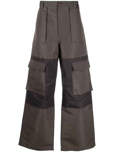 Shop Acne Studios Panelled Straight-leg Cargo Trousers In Grün