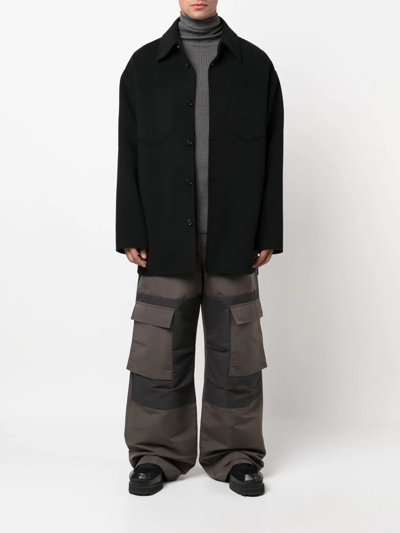 Shop Acne Studios Panelled Straight-leg Cargo Trousers In Grün