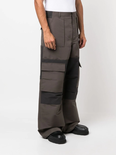 Shop Acne Studios Panelled Straight-leg Cargo Trousers In Grün