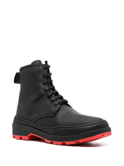 Camper Colour-block Lace-up Boots In Black