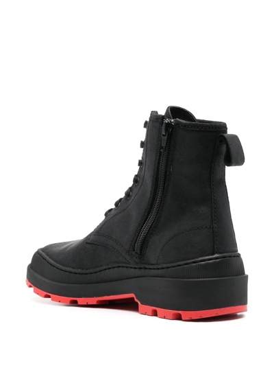 Camper Colour-block Lace-up Boots In Black