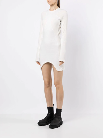 Shop Dion Lee Ribbed Mini Shift Dress In White
