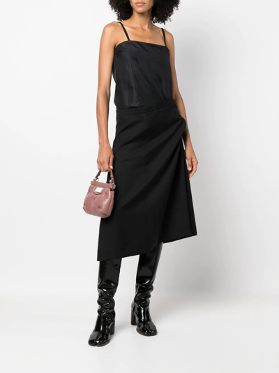 Maison Margiela Black Reworked Square Neck Midi Dress In Schwarz
