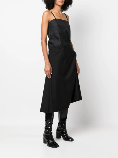 Maison Margiela Black Reworked Square Neck Midi Dress In Schwarz