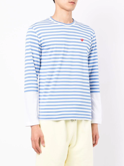 Shop Comme Des Garçons Play Stripe-print T-shirt In Blue