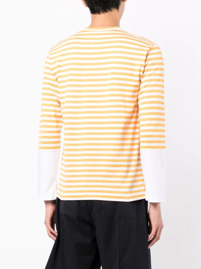 Shop Comme Des Garçons Play Long-sleeve Striped T-shirt In Yellow