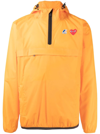 Shop Comme Des Garçons Play X K-way Quarter-zip Hoodie In Orange