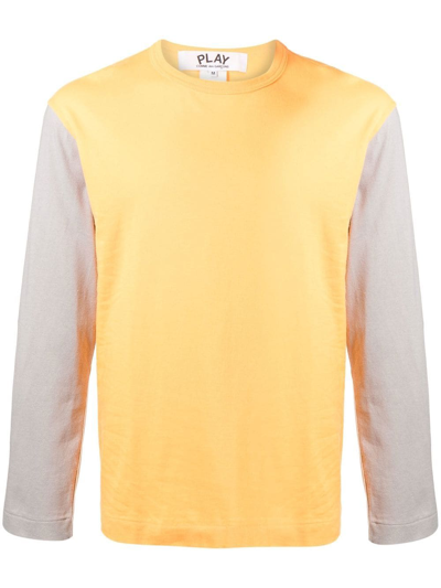Shop Comme Des Garçons Play Bi-colour T-shirt In Yellow