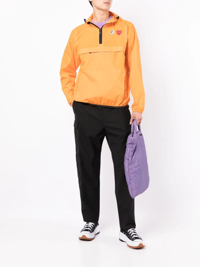 Shop Comme Des Garçons Play X K-way Quarter-zip Hoodie In Orange