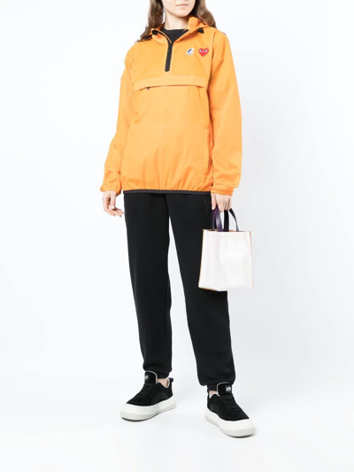 Shop Comme Des Garçons Play X K-way Quarter-zip Hoodie In Orange