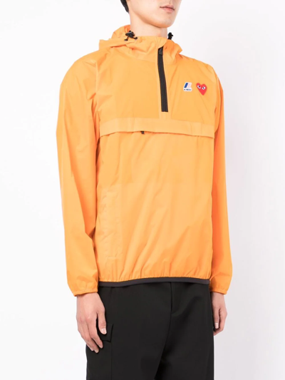 Shop Comme Des Garçons Play X K-way Quarter-zip Hoodie In Orange