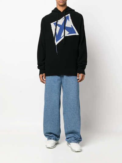 Shop Off-white Chunky-knit Hoodie In Schwarz