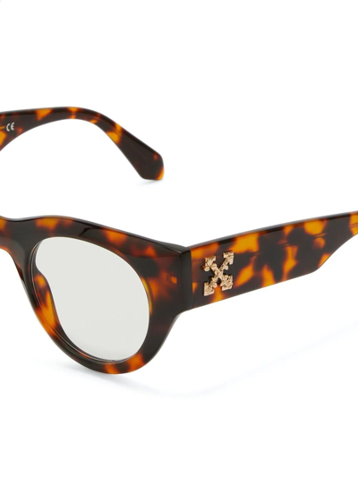 Shop Off-white Round-frame Tortoiseshell Glasses In Blau