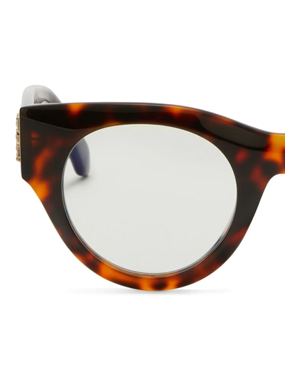 Shop Off-white Round-frame Tortoiseshell Glasses In Blau