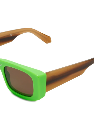 Shop Off-white Lucio Logo-print Sunglasses In Braun
