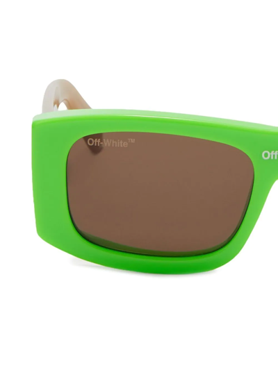 Shop Off-white Lucio Logo-print Sunglasses In Braun