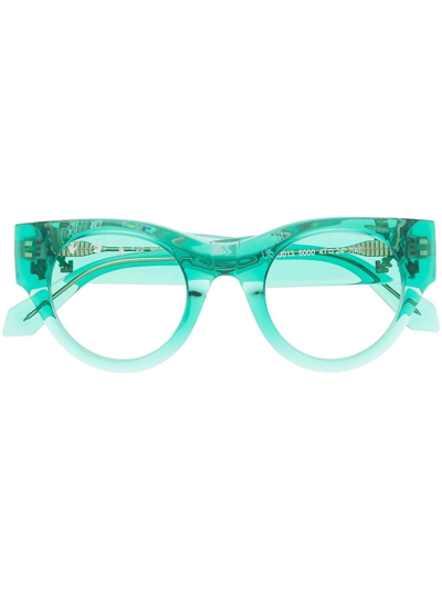 Shop Off-white Round-frame Clear-lens Glasses In Blue