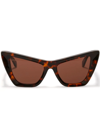 Shop Off-white Edvard Cat-eye Sunglasses In Braun
