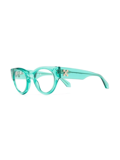 Shop Off-white Round-frame Clear-lens Glasses In Blue