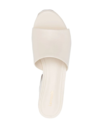 Larroude Miso Open-toe Flatform Mules In Nude