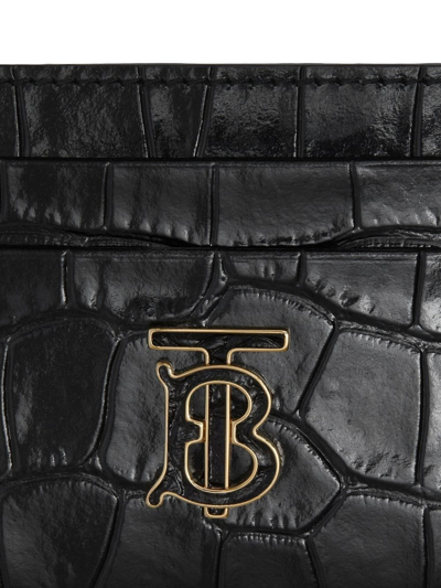 Shop Burberry Logo-embellished Embossed Card Case In Black