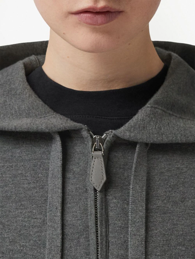 Shop Burberry Embroidered Monogram Hoodie In Grey