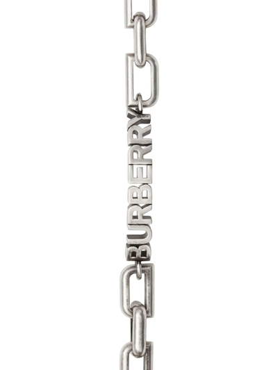 Shop Burberry Logo-detail Chain-link Bracelet In Silver