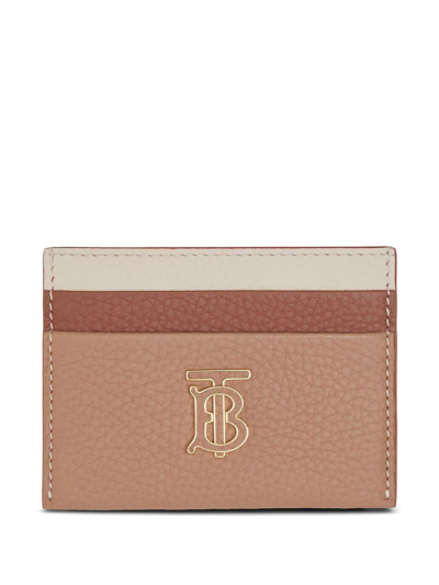 Shop Burberry Tb Tri-tone Card Case In Brown