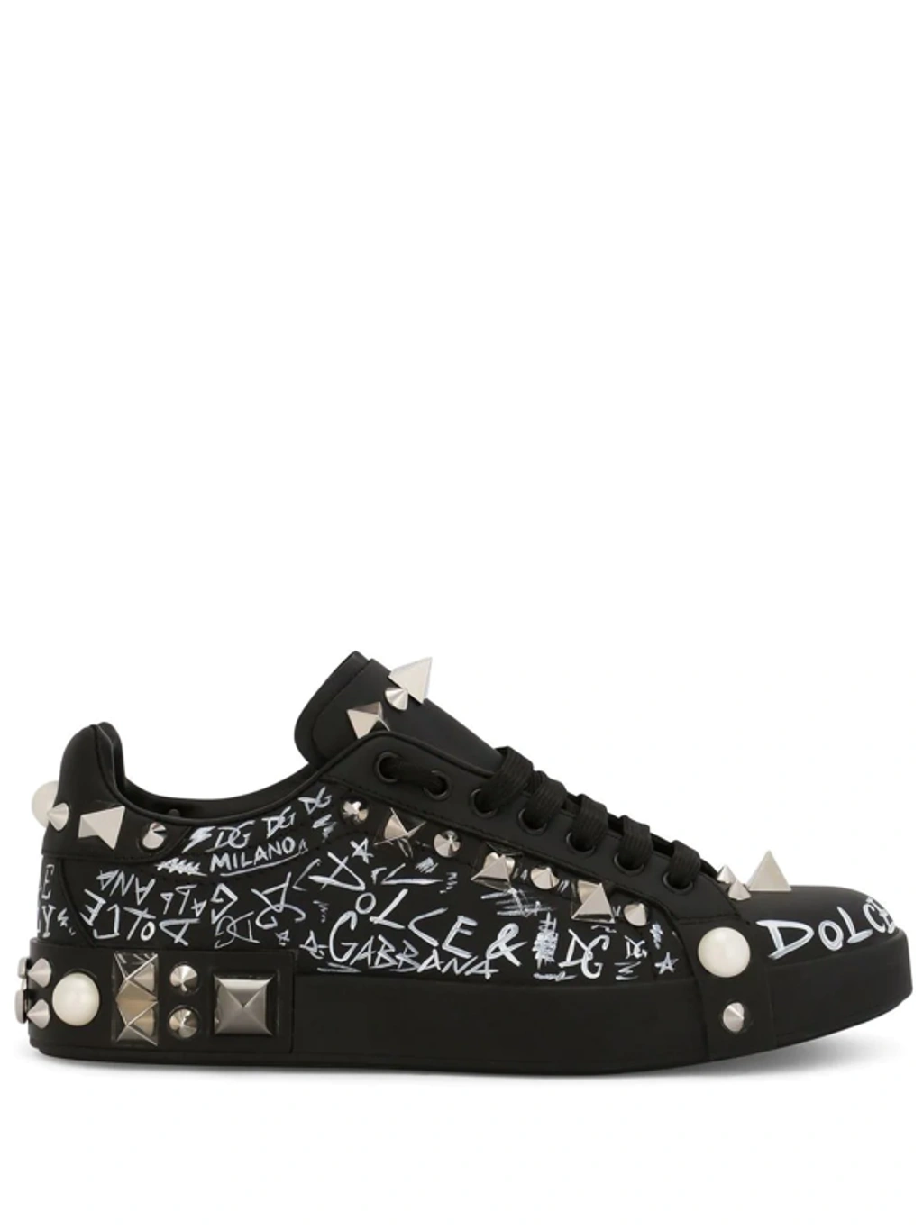 スニーカー Dolce & Gabbana Portofino' Black Leather Sneakers 14948714_48928972_600.jpg