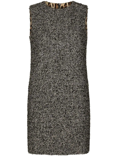 Shop Dolce & Gabbana A-line Tweed Minidress In Grau