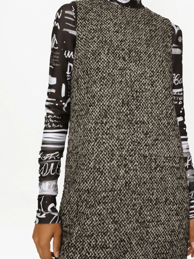 Shop Dolce & Gabbana A-line Tweed Minidress In Grau