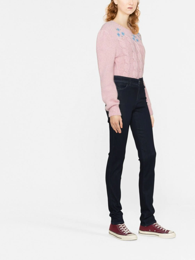 Emporio Armani High-waisted Slim-cut Trousers In Blau