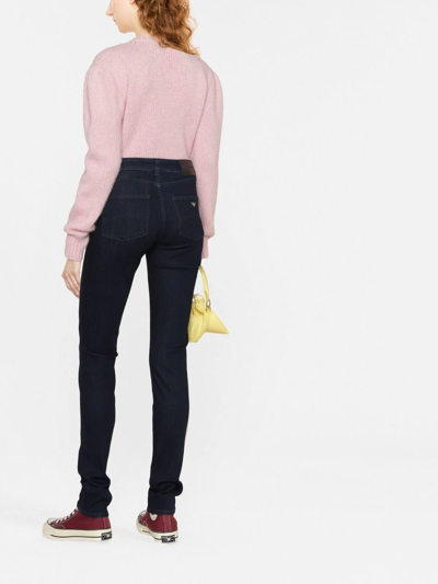 Emporio Armani High-waisted Slim-cut Trousers In Blau