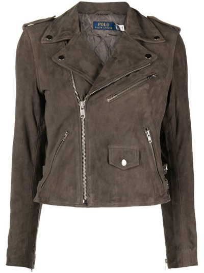 Polo Ralph Lauren Asymmetric Zip-fastening Biker Jacket In Grau