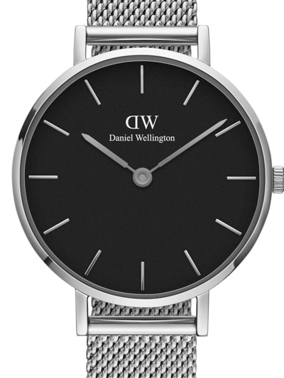 Shop Daniel Wellington Petite 28 Logo Watch In Schwarz