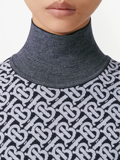 Shop Burberry Monogram-pattern Long-sleeve Jumper In Blue